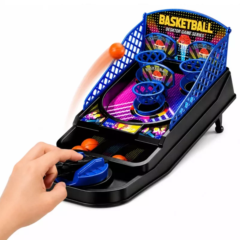 LEAN TOYS mini basket da tavolo gioco arcade con 3 canestri e dispositivo di lancio