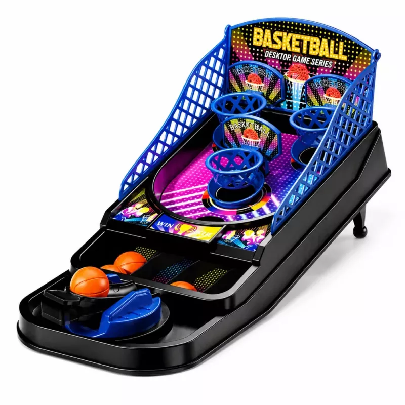 LEAN TOYS mini basket da tavolo gioco arcade con 3 canestri e dispositivo di lancio