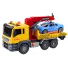 LEAN TOYS Carro attrezzi con gru e auto da corsa – set giocattolo con luci e suoni