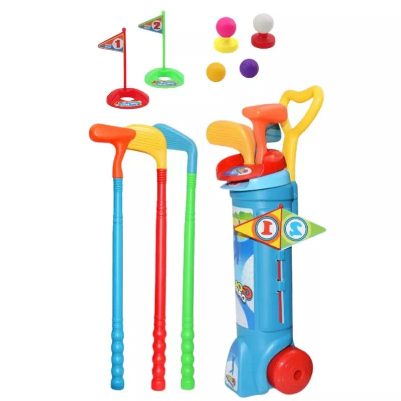 LEAN TOYS Set golf con carrello, mazze, gioco da campo, 20 pezzi