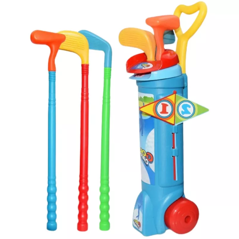 LEAN TOYS Set golf con carrello, mazze, gioco da campo, 20 pezzi