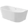DEANTE KDS_015W vasca da bagno in acrilico da parete o freestanding 150 cm, ovale, bianca, capacità 220 l, troppopieno integrato, incl. scarico click-clack