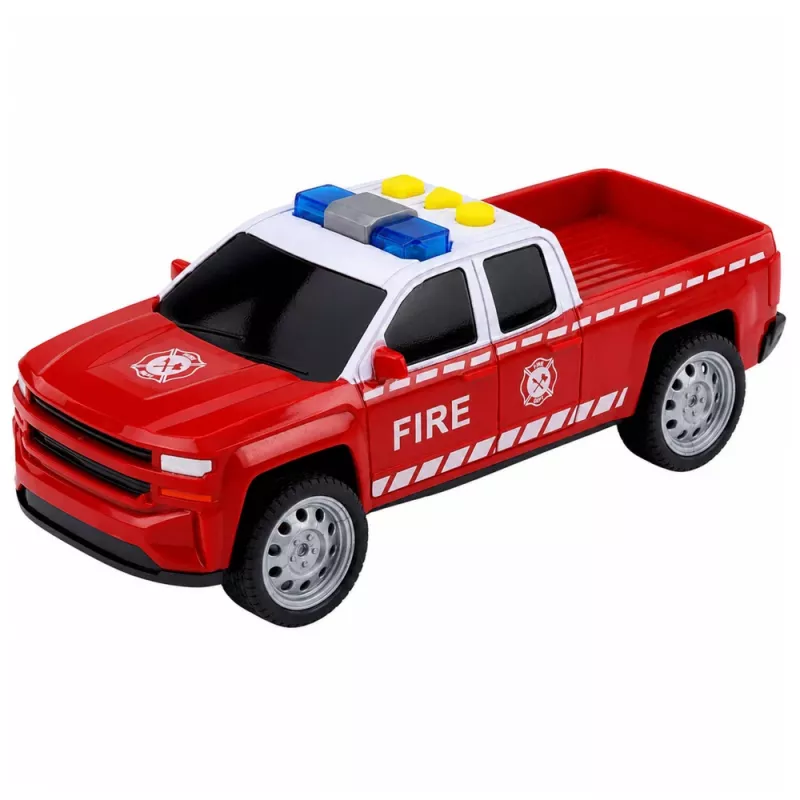 LEAN TOYS Set veicoli vigili del fuoco: elicottero e auto, luci, suoni 1:32