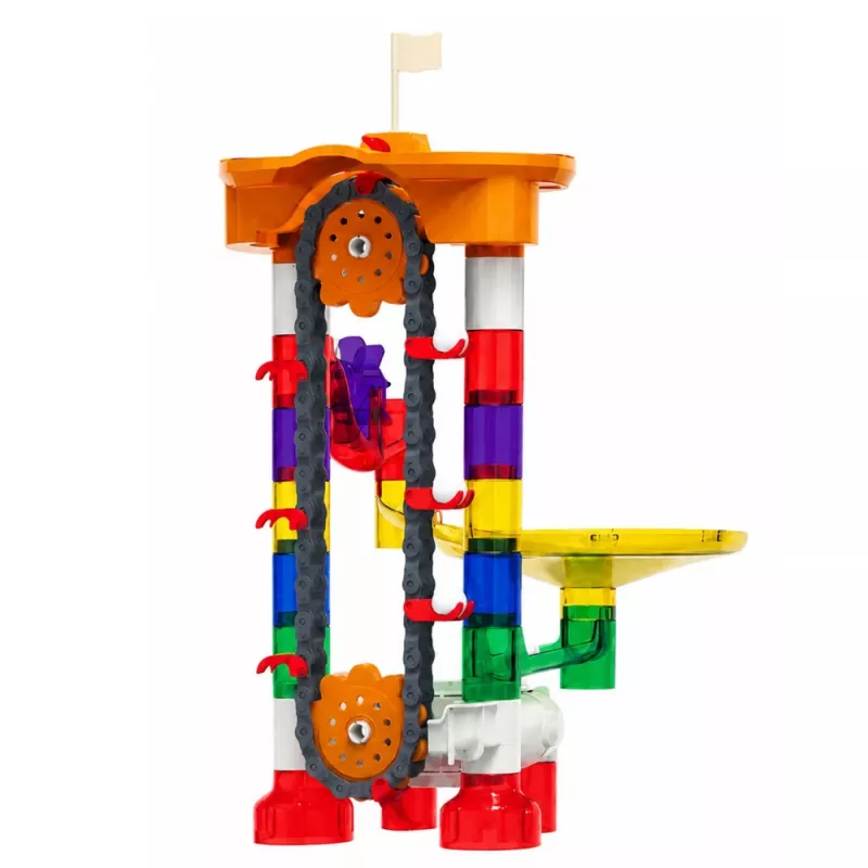 LEAN TOYS Blocchi da costruzione pista spaziale per sfere tunnel colorato 3D 85 pezzi