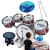 Suprimo K-Drums 1 batteria per bambini con 5 tamburi, piatti, sgabello e bacchette, rosso