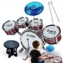 Suprimo K-Drums 1 batteria per bambini con 5 tamburi, piatti, sgabello e bacchette, rosso