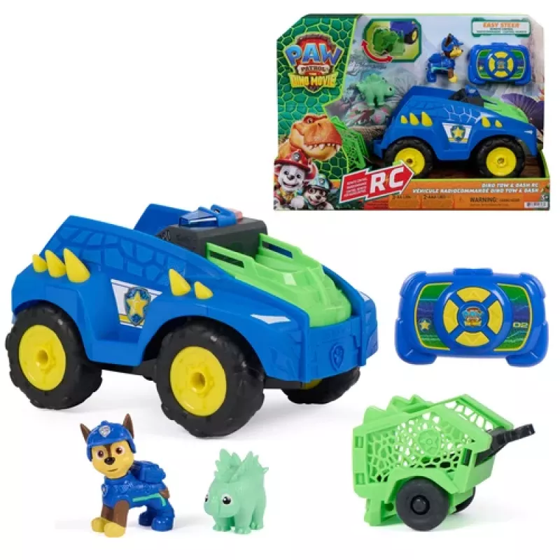 Paw Patrol: Il film dei dinosauri - Chase veicolo di soccorso RC Dino di Spin Master