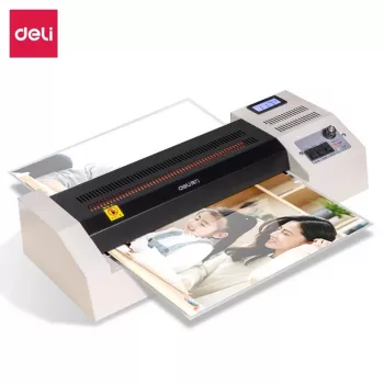 DELI plastificatrice da ufficio E3895-EU A3 | plastificazione a caldo 250 mm/min, max. 125 micron, anti-inceppamento, plastificazione a freddo, nero/argento