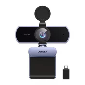 UGREEN FineCam Lite webcam 4K UHD con array di 4 microfoni, privacy shutter, campo visivo regolabile, auto-framing, HDR, USB-C, grigio