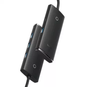 Baseus Lite Series hub USB 3.0 4 porte - 5Gbps, bus-powered, nero (WKQX030101)