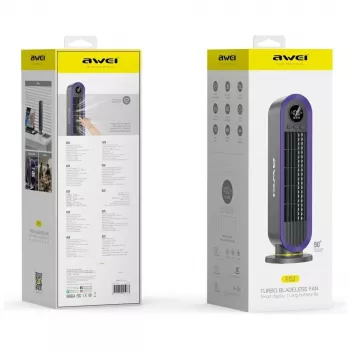 AWEI F52 ventilatore a torre portatile 3600mAh ricaricabile USB-C grigio