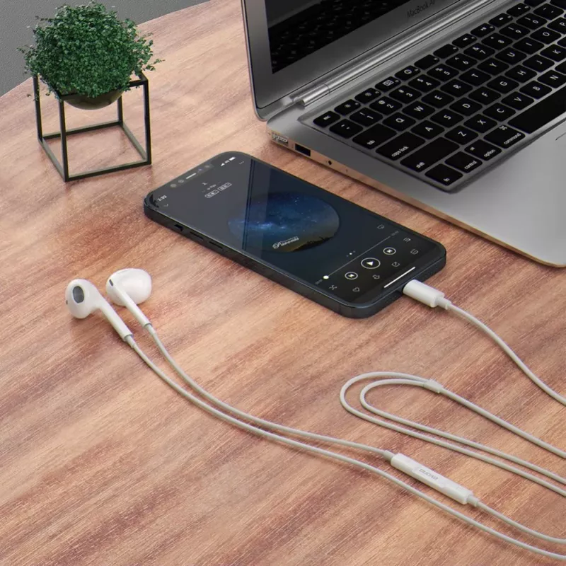 DUDAO X14ProT cuffie in-ear con connettore USB-C, cavo 1,2 m, bianco