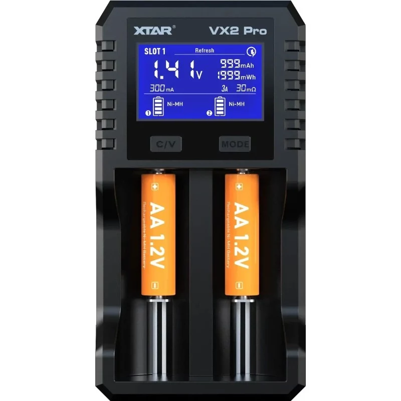 Caricabatterie XTAR VX2 PRO KT Li-ion/LiFePO4/Ni-MH 18650