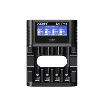 XTAR L4 PRO caricabatterie USB-C per batterie Li-Ion/Ni-MH, 1,5V/1,2V