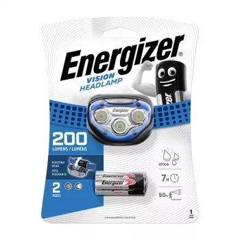 Energizer 326243 torcia frontale LED, 200 lumen, IPX4 resistente agli schizzi, 3 batterie AAA incluse, nero
