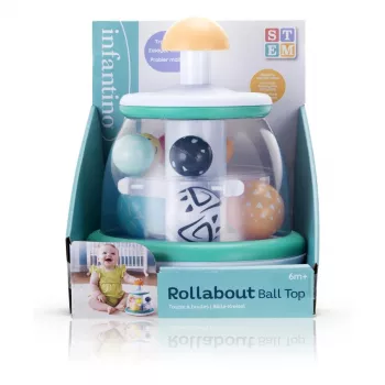 B-KIDS Rollabout Ball Top Infantino – giocattolo impilabile e rotante color menta con perline sonore per neonati da 6 mesi