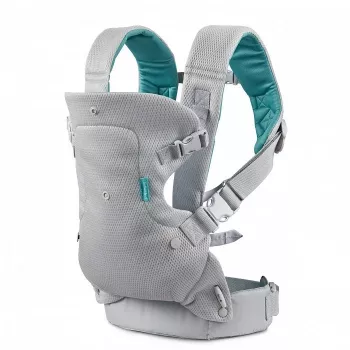 B-KIDS Infantino 4-in-1 marsupio convertibile per neonati, grigio, 3,6–14,5 kg, certificato JPMA, con bavaglino Wonder Cover™ rimovibile