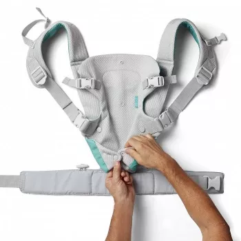 B-KIDS Infantino 4-in-1 marsupio convertibile per neonati, grigio, 3,6–14,5 kg, certificato JPMA, con bavaglino Wonder Cover™ rimovibile