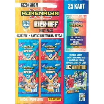 Panini FIFA 365 2027 Adrenalyn XL multipack carte da collezione Kick off – 6 booster pack + 2 carte Limited Edition