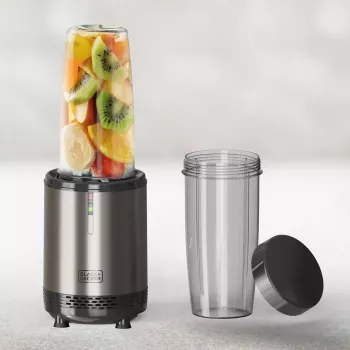BLACK+DECKER ES9120160B frullatore personale 1000W con 2x 600ml bottiglie Tritan e tappi da viaggio