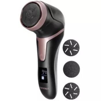 CONCEPT fresa elettrica per calli PN3020 nero – rimuovi calli ricaricabile con 2 rulli in quarzo, 90 minuti di funzionamento senza fili