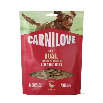CARNILOVE cane SOFT snack quaglia con origano 200 g - bocconcini morbidi senza cereali per cani adulti