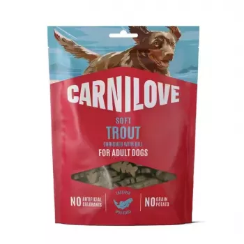 CARNILOVE Snack morbido per cani con trota e aneto 200 g – premietti da addestramento senza cereali per tutte le razze