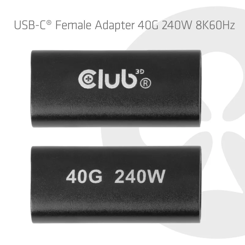 Club 3D adattatore connettore femmina USB-C 40G 240W 8K60Hz
