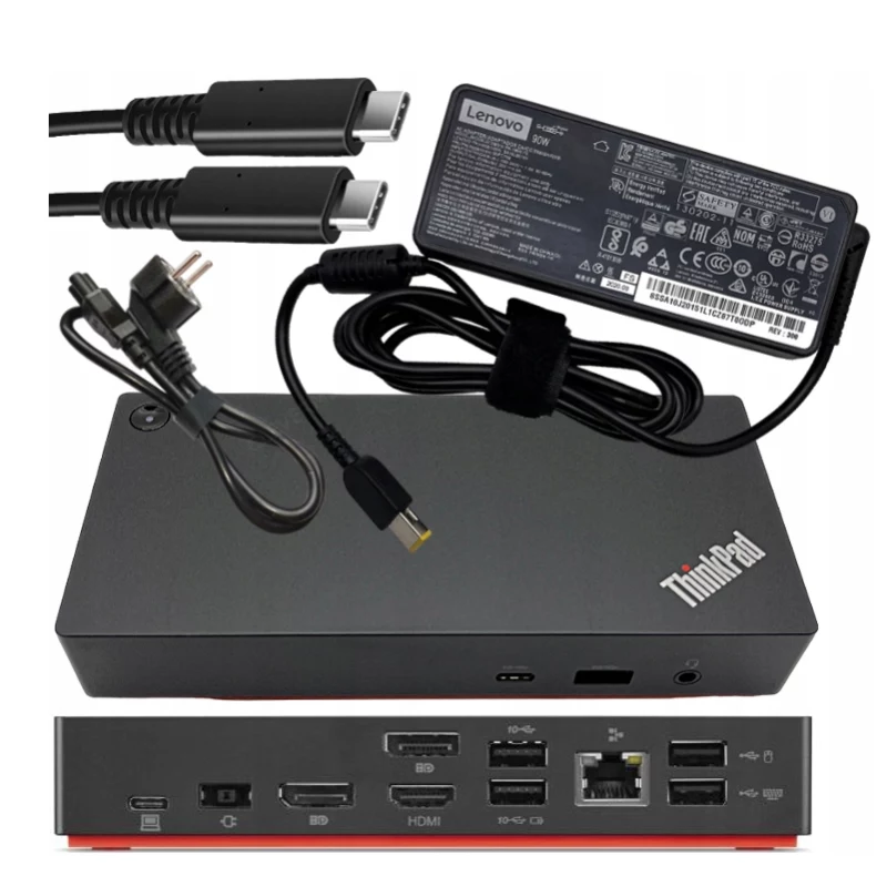 Lenovo Renewed ThinkPad Universal USB-C Dock 40AY 90W usato con alimentatore