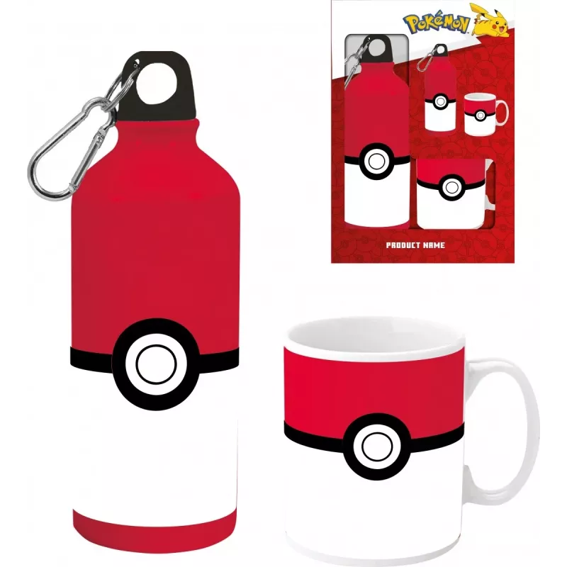 Pokemon borraccia in alluminio 500ml con set bicchiere in ceramica