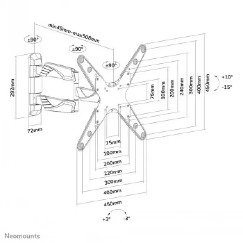 NEOMOUNTS SUPPORTO A PARETE PER SCHERMO PIATTO (INCLINAZIONE E ROTAZIONE)