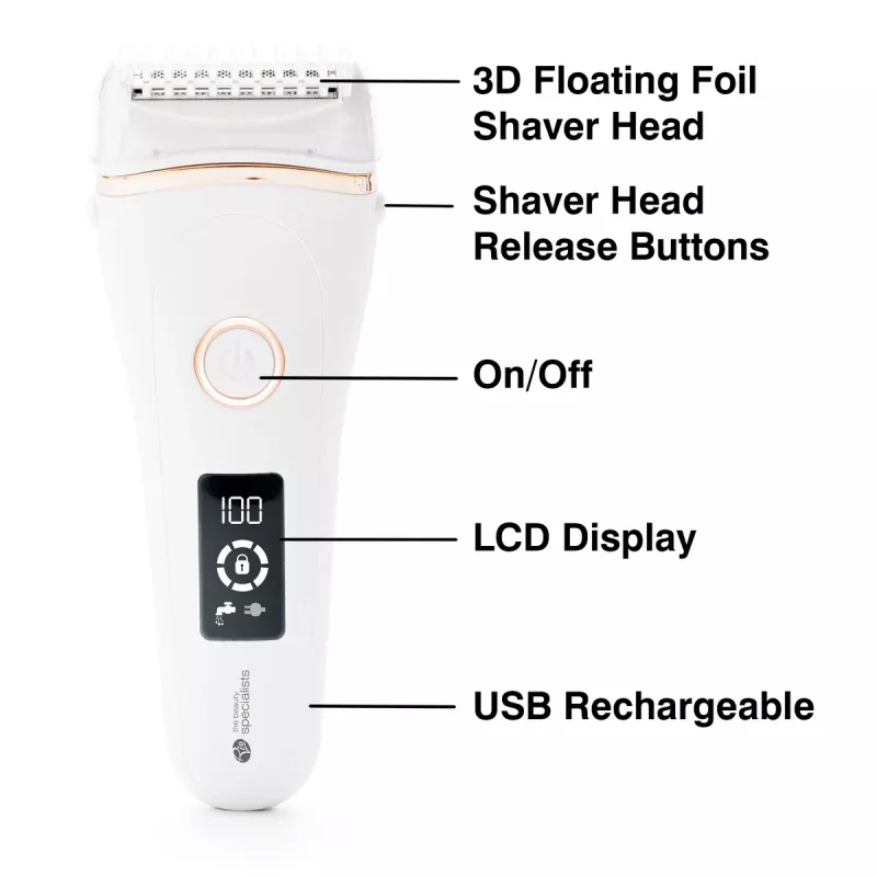 Rio SHLD-EU/1.2 Go Smooth rasoio elettrico per donna, bagnato e asciutto, bianco