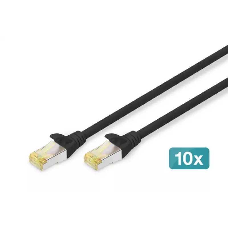 Cavo patch DIGITUS - CAT6a - S/FTP - Snagless - Cu - 0,5 m - nero - confezione da 10
