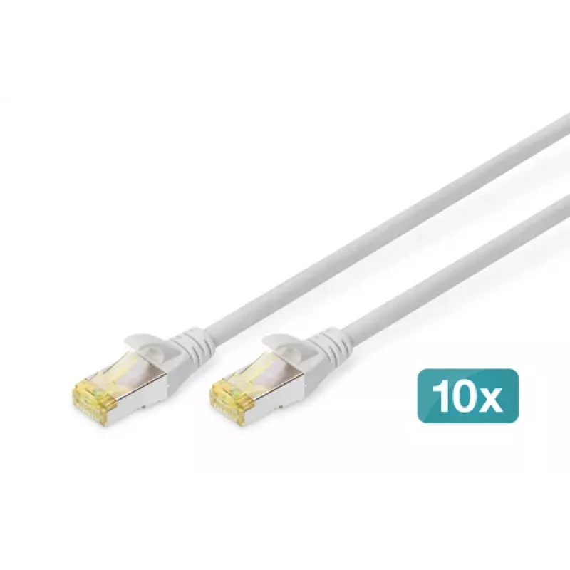 DIGITUS cavo patch CAT6A S/FTP, 3 m, grigio, confezione da 10