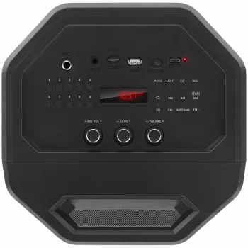 Altoparlante portatile 2.0 SVEN PS-670, nero, potenza 2x32,5 W (RMS), TWS, Bluetooth, FM, USB, microSD, display LED, telecomando, batteria ricaricabile al litio