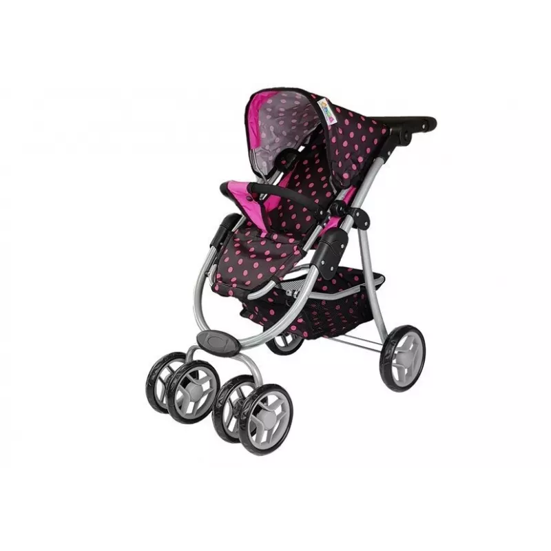 Passeggino 2 in 1 con sacca Black-Pink 7706 Lean Toys