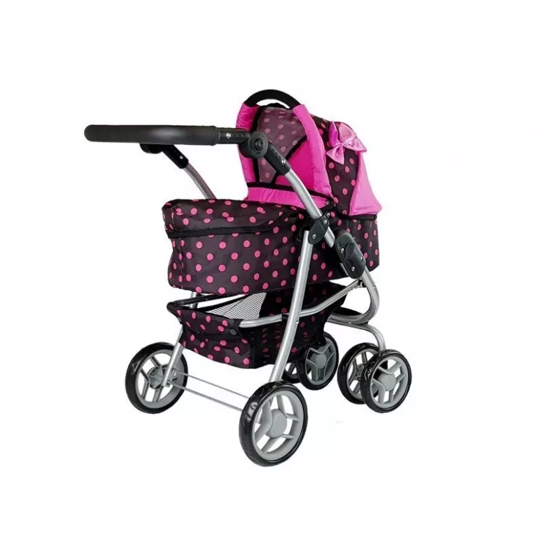 Passeggino 2 in 1 con sacca Black-Pink 7706 Lean Toys