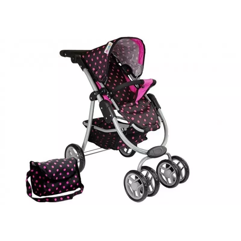 Passeggino 2 in 1 con sacca Black-Pink 7706 Lean Toys