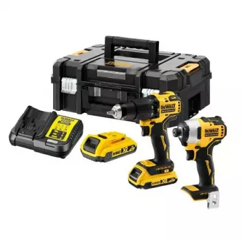 DEWALT 18V Combo-Kit DCK2060L2T (DCD778 trapano a percussione + DCF787 avvitatore a impulsi) 2 batterie Li-Ion 3,0 Ah, caricabatterie, valigia TSTAK II