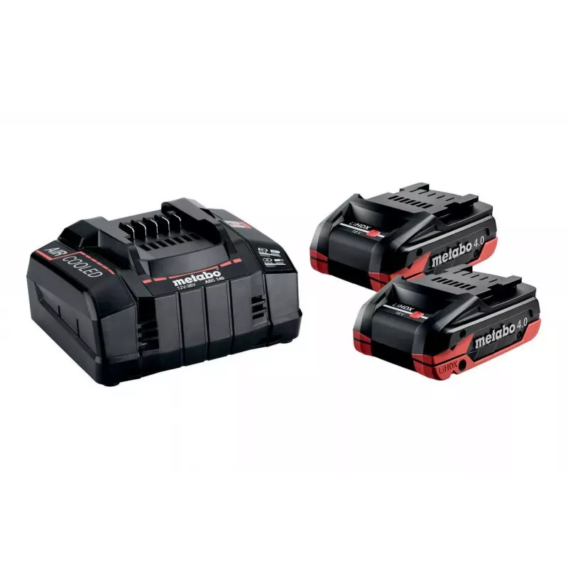 METABO batteria LiHD Xtreme 18V 4.0Ah 2 pezzi + caricabatterie ASC 290