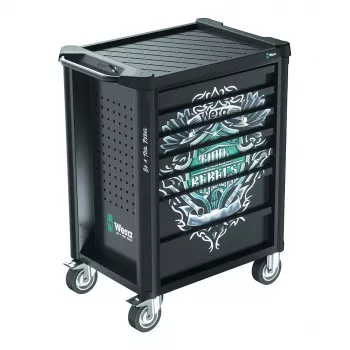 Wera 9700 Tool Rebel carrello officina 1, 7 cassetti, piano di lavoro in acciaio inox, verde/nero