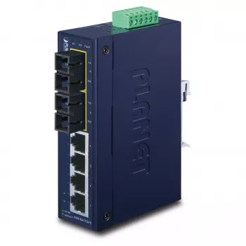 PLANET ISW-621TS15 switch Fast Ethernet industrial unmanaged L2 con 4x 10/100 + 2x 100Base-FX SC multi-mode, montaggio su guida DIN/parete, da -40 a 75 °C