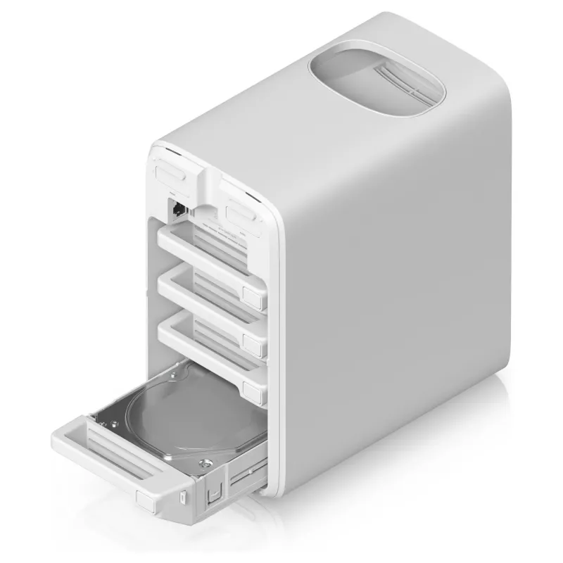 Ubiquiti UNAS-4-W Server NAS a 4 vani, Bianco, 4GB RAM, 1x 2.5GbE, 1x espansione USB-C