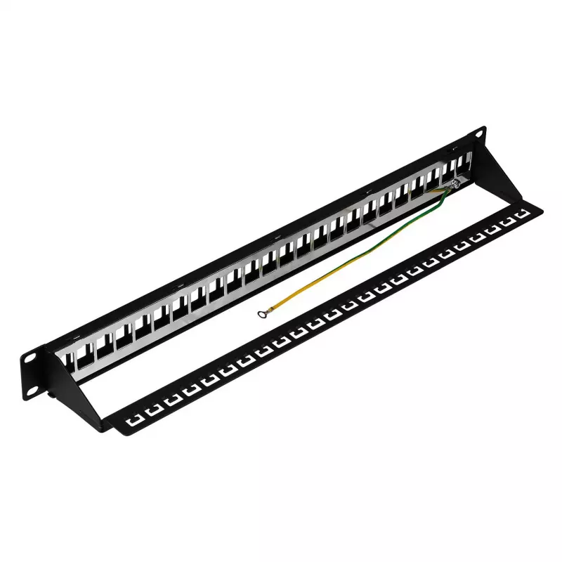 EFB Pannello di Distribuzione 19 inch 1U 24 Porte Schermato Cat.6A Nero RAL9005