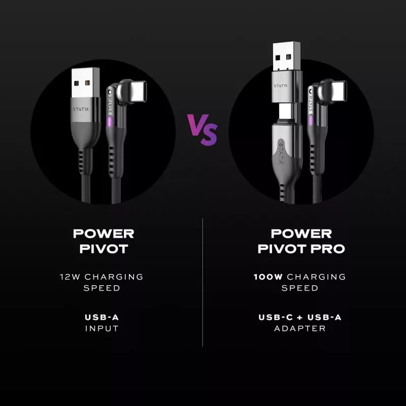STATIK PowerPivot Pro cavo USB-C su USB-C intrecciato in nylon 3m nero