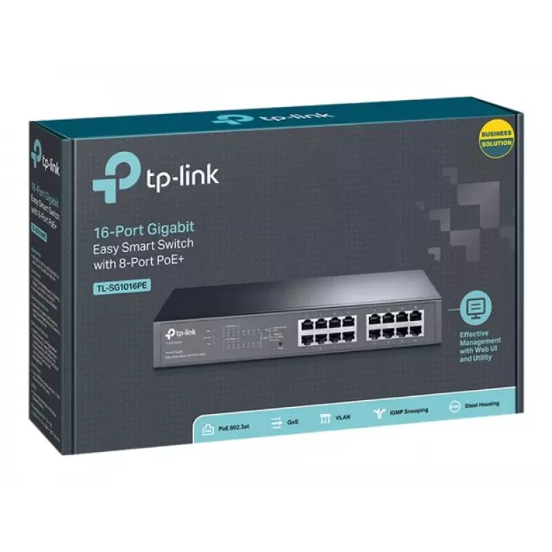 TP-LINK TL-SG1016PE switch Gigabit Easy Smart PoE+ 16 porte (110W, 8 porte PoE+, montaggio a rack)