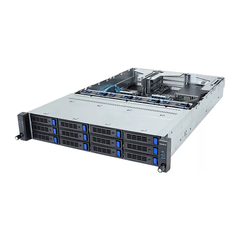 Giga Computing GigaByte R263-S30-AAH2 server barebone rackmount 2U, Intel di 5ª/4ª generazione, 12 vani da 3,5/2,5 pollici, 2 alimentatori da 1300 W
