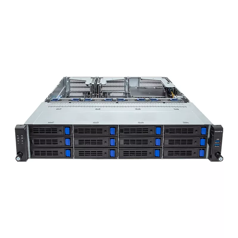 Giga Computing GigaByte R263-S30-AAH2 server barebone rackmount 2U, Intel di 5ª/4ª generazione, 12 vani da 3,5/2,5 pollici, 2 alimentatori da 1300 W