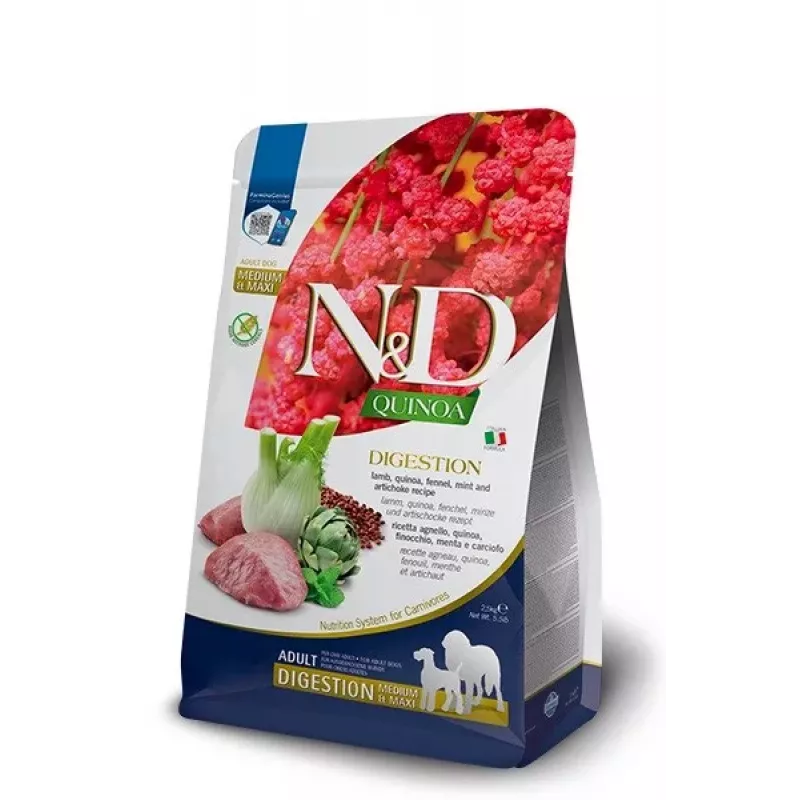 FARMINA N&D Quinoa Digestion Adult Medium Maxi agnello cibo secco per cani - 7 kg