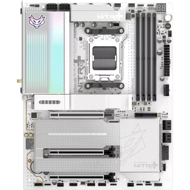 SAPPHIRE NITRO+ X870EA PHANTOMLINK P.E Scheda madre, AMD X870E, Socket AM5, DDR5, Wi-Fi 7, bianco/nero